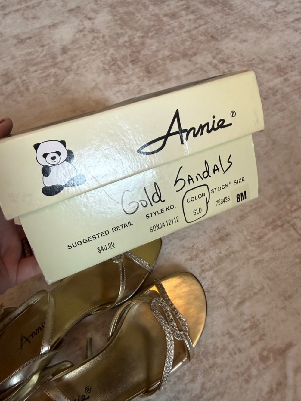 Annie Gold Rhinestone Open-Toe Slingback Heels - Picture 5 of 7